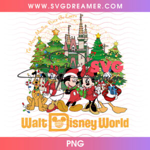 Walt Disney World The Most Magical Place On Earth Christmas PNG, Cinderella Castle Holiday Lights PNG Shirt Design