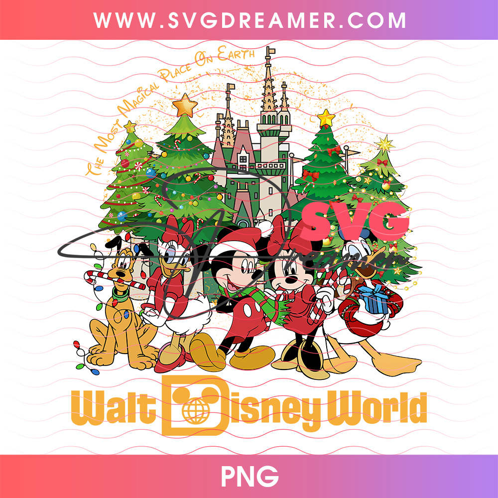 Walt Disney World The Most Magical Place On Earth Christmas PNG, Cinderella Castle Holiday Lights PNG Shirt Design 2 Walt Disney World The Most Magical Place On Earth Christmas PNG, Cinderella Castle Holiday Lights PNG Shirt Design