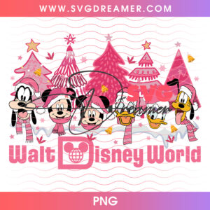 Walt Disney World Pink Christmas Squad Lineup PNG, Disney World Pink Holiday Lineup PNG Shirt Design