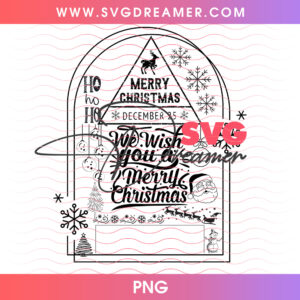 We Wish You A Merry Christmas Arch Window Tag Png PNG