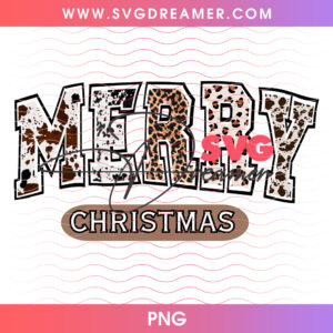Western Leopard Cow Print Merry Christmas PNG Shirt Design