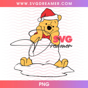 Winnie The Pooh Giant Snowball Snowman Winter PNG, Pooh Bear Building Snowman PNG Shirt Design