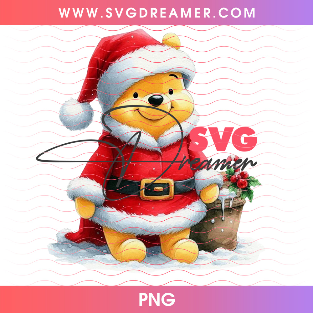 Winnie The Pooh In Full Santa Claus Suit Snow PNG, Cute Pooh Bear Christmas Delivery Sack PNG Shirt Design 2 Winnie The Pooh In Full Santa Claus Suit Snow PNG, Cute Pooh Bear Christmas Delivery Sack PNG Shirt Design