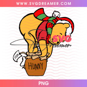 Winnie The Pooh Reaching Hunny Pot Holiday PNG, Pooh Bear Christmas Honey Pot PNG Shirt Design