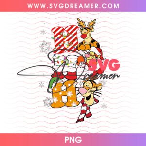 Winnie The Pooh Tigger Eeyore Piglet HoHoHo Stack PNG, Hundred Acre Wood Christmas Stacked Letters PNG Shirt Design
