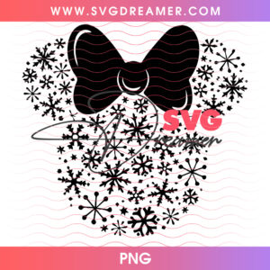 Winter Snowflakes Minnie Mouse Silhouette Black Bow PNG